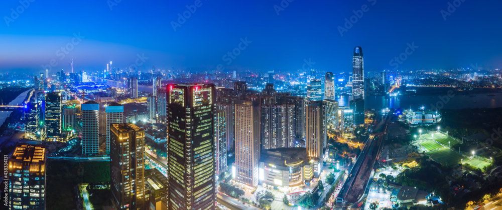 Aerial photography of Guangzhou city architecture night view