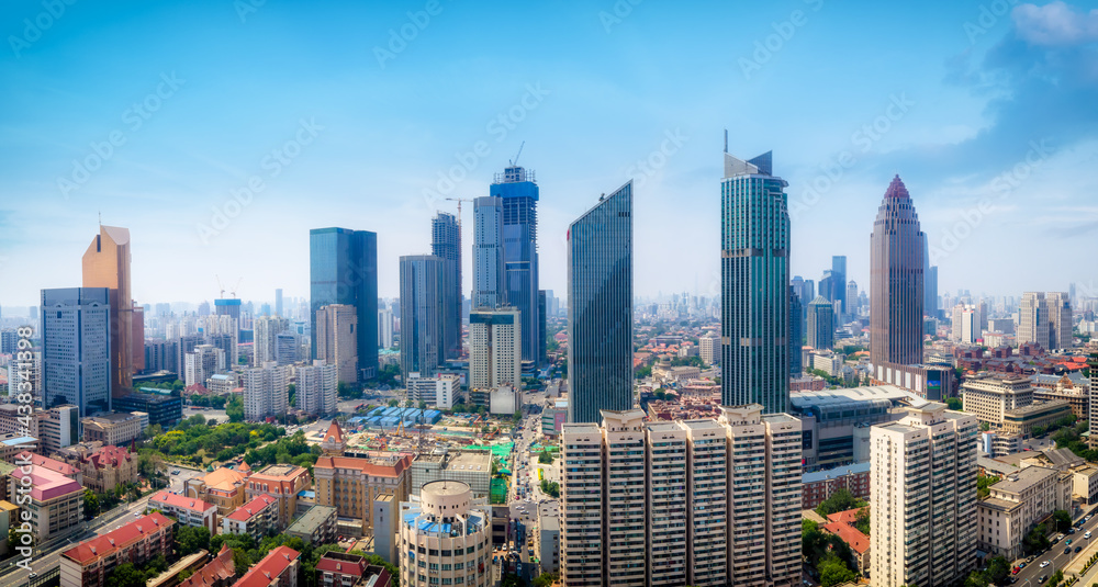 Aerial photography of Tianjin city architecture landscape skyline