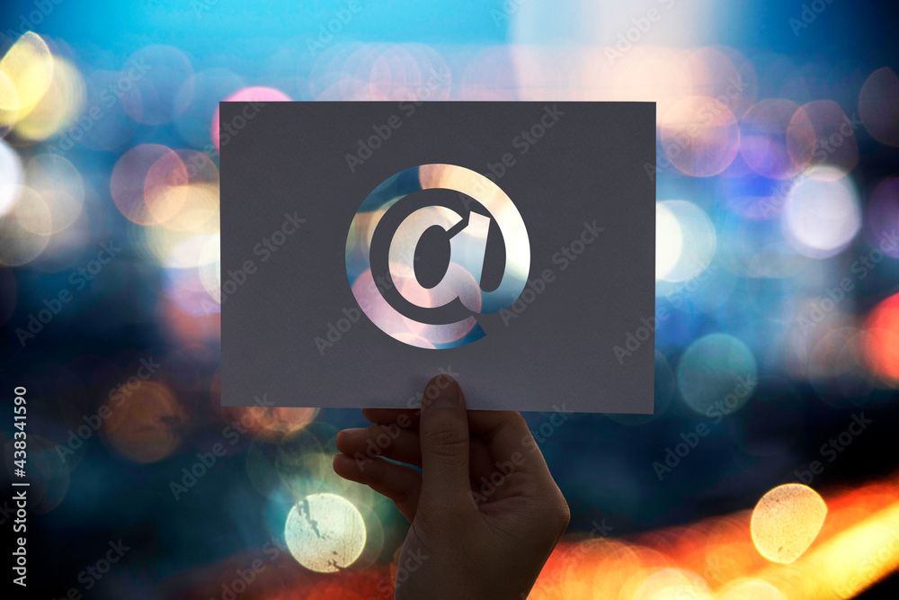 Email network communication perforated paper at sign