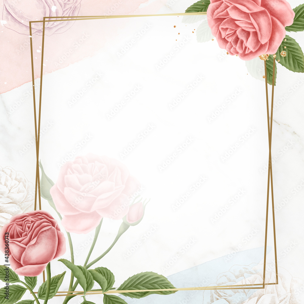 Blooming rose floral frame illustration