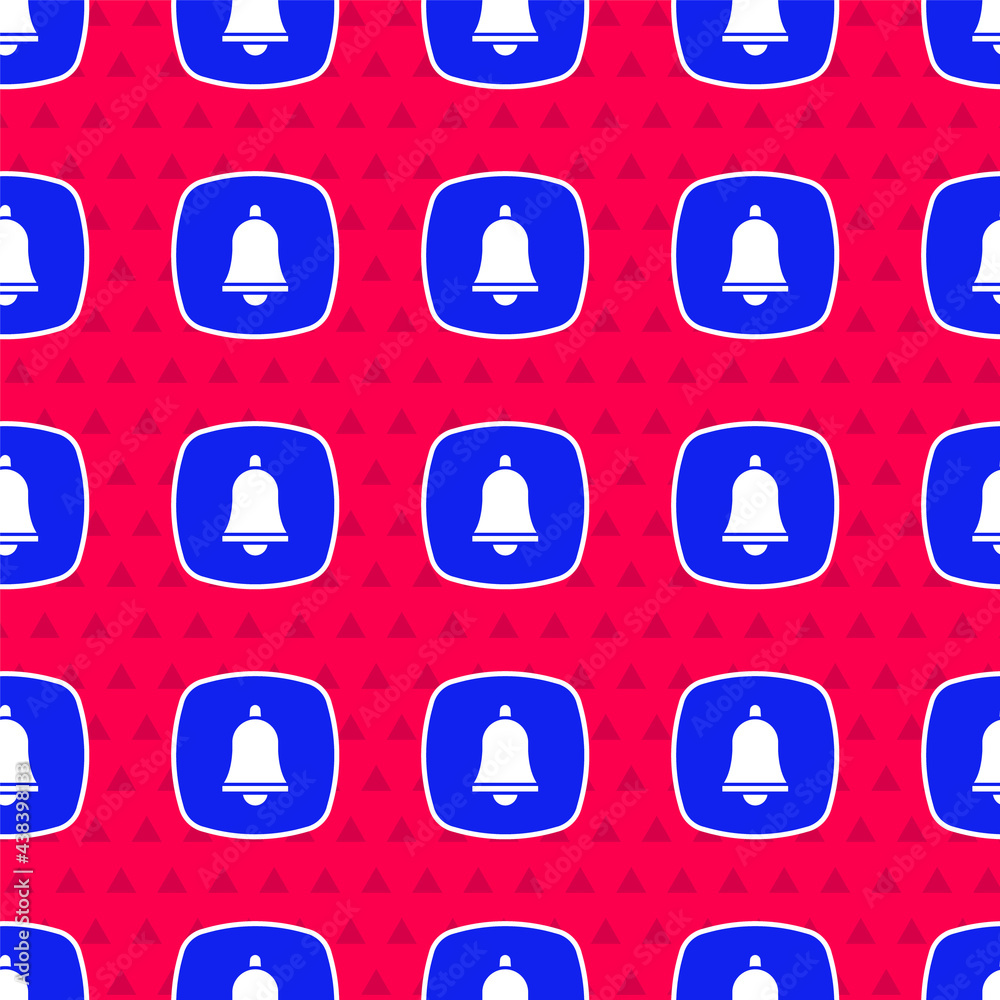 Blue Emergency mobile phone call to hospital icon isolated seamless pattern on red background. Vecto