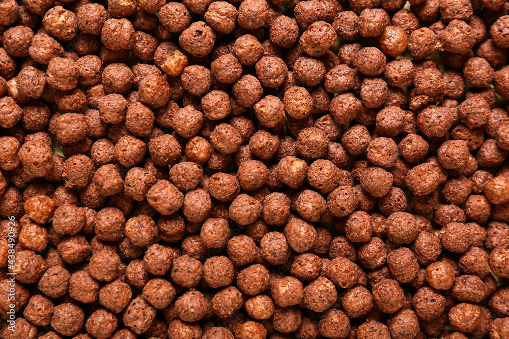 Chocolate corn balls as background, closeup