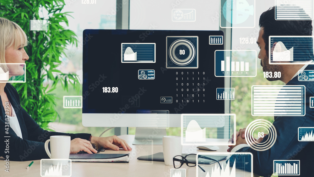 Creative visual of business data analyzing technology . Concept of digital data for marketing analys