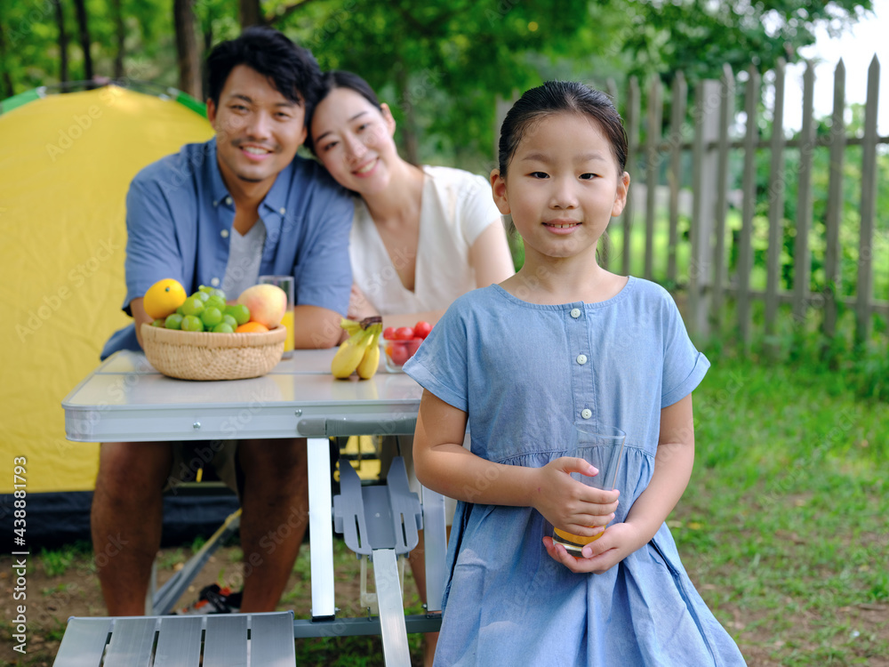 A Happy family of three outdoor outings