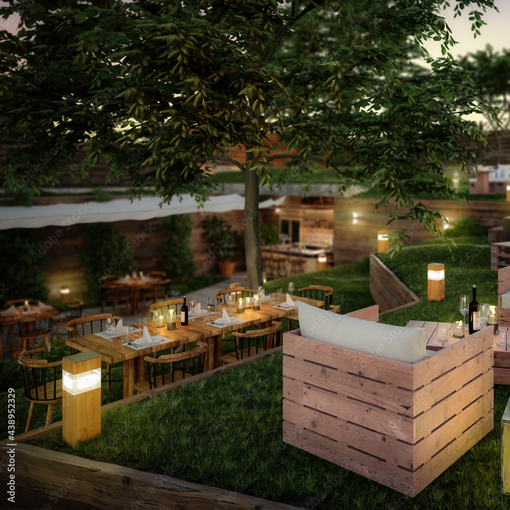 Garden Restaurant Project (detail) - 3D visualizalation