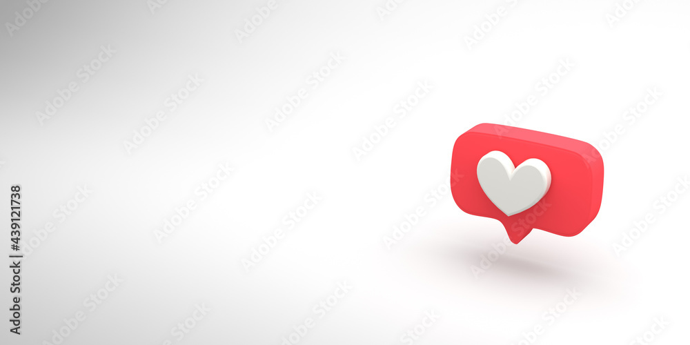 3D render illustration of social media like icon