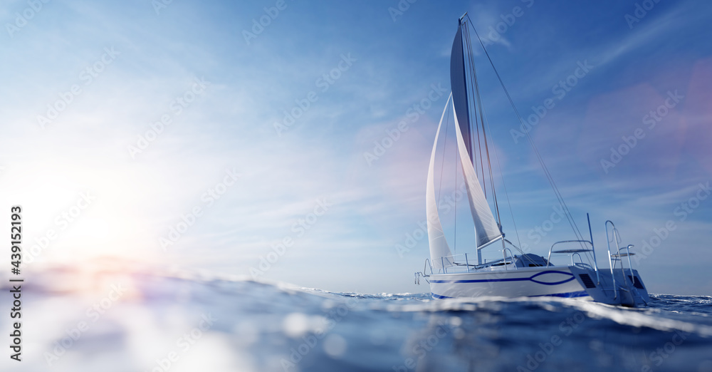 Sailing yacht on the ocean