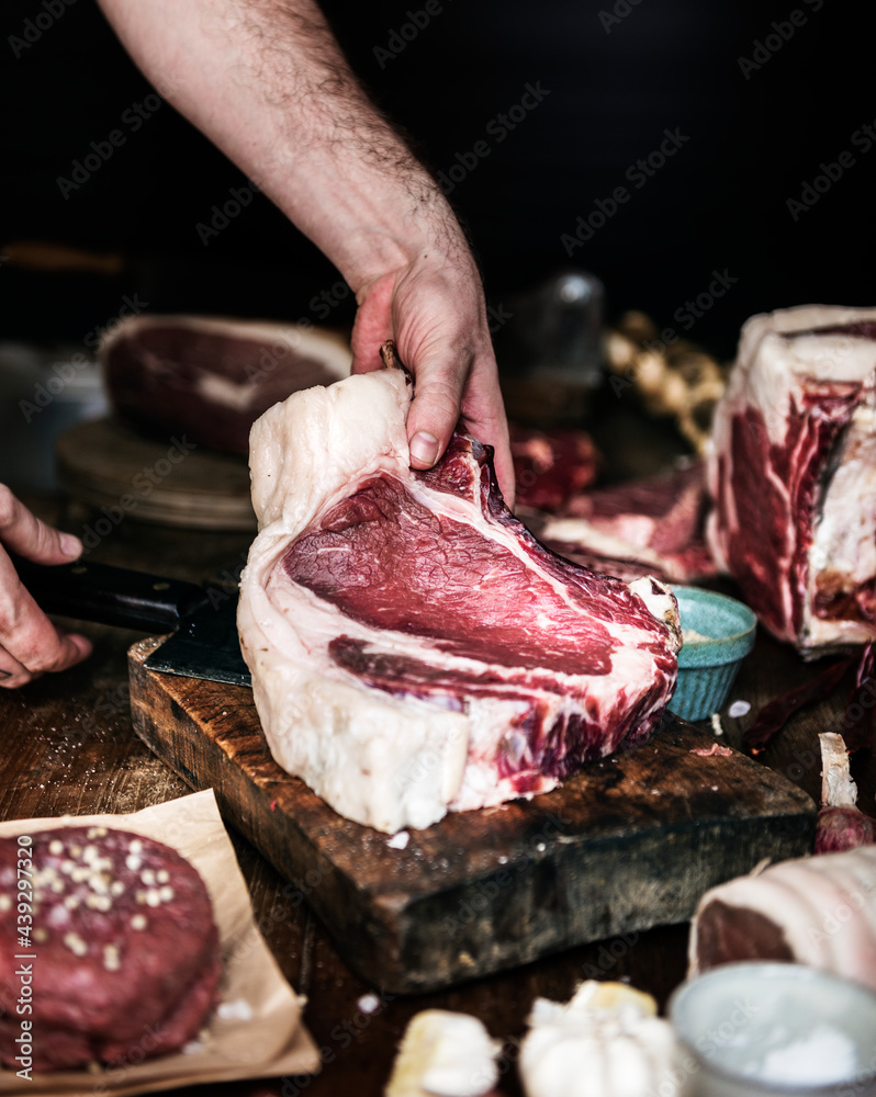 新鲜牛肉食品的切片摄影食谱创意