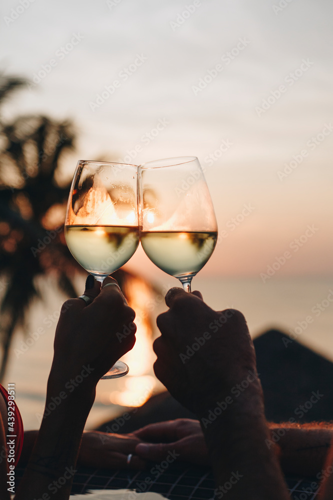 Couple enjoying a romantic sunset