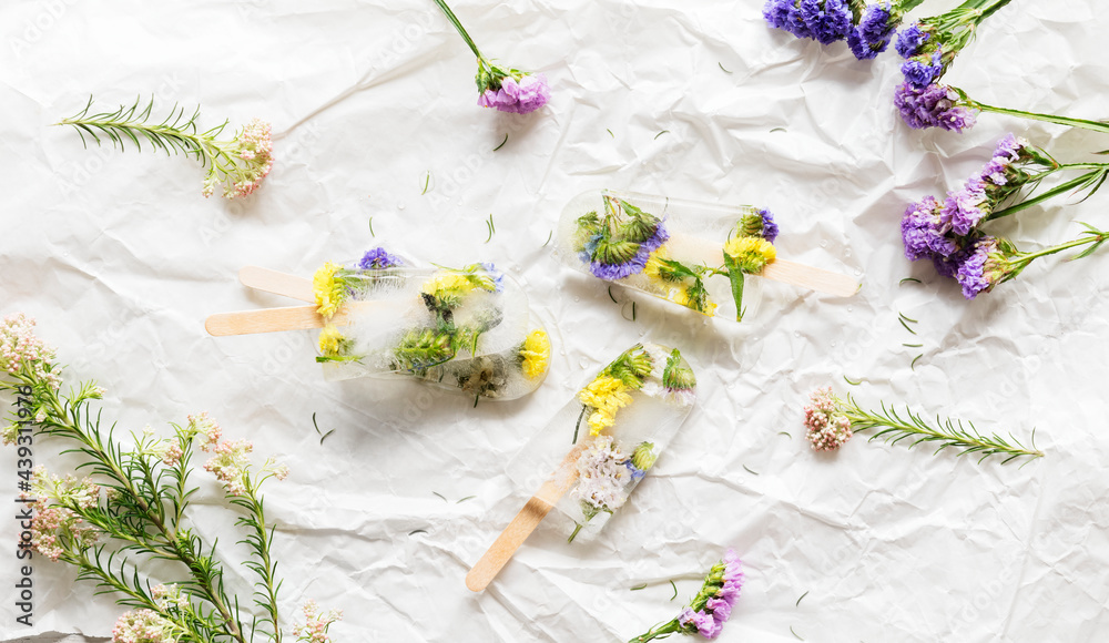 Homemade summer wildflower ice pop