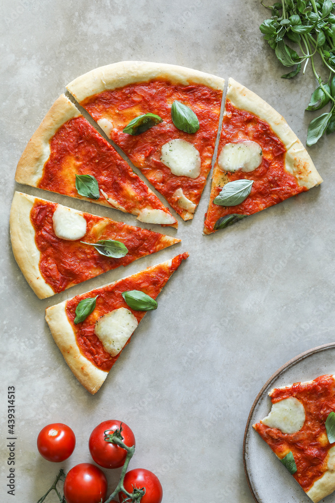 Homemade vegan Margherita pizza food photography