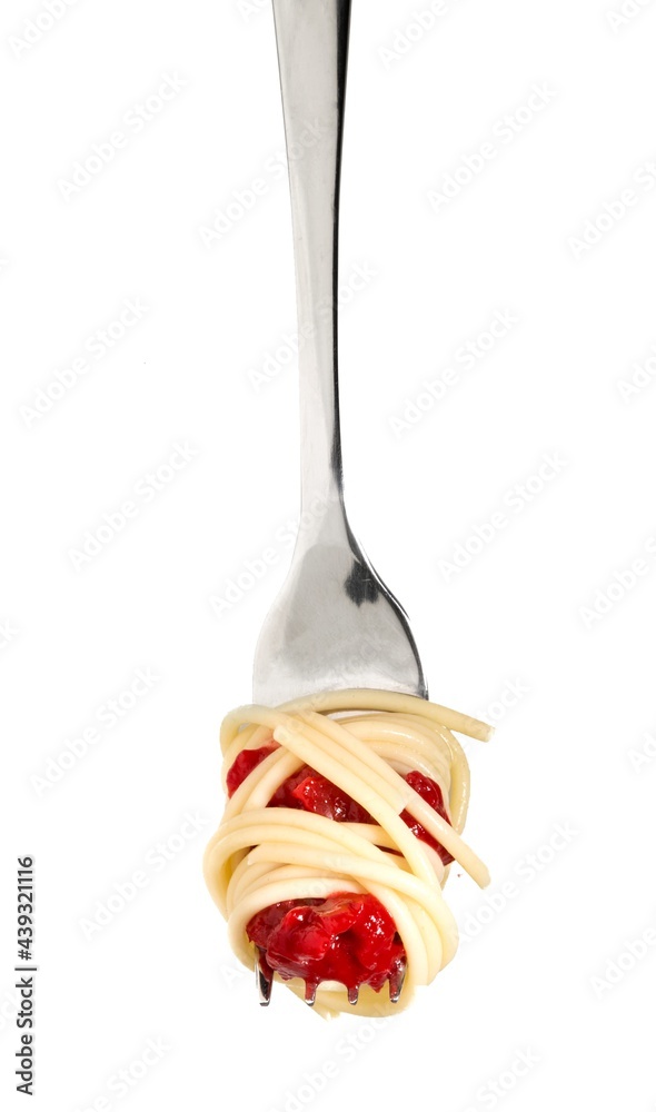 Spaghetti on a Fork with Tomato Sauce