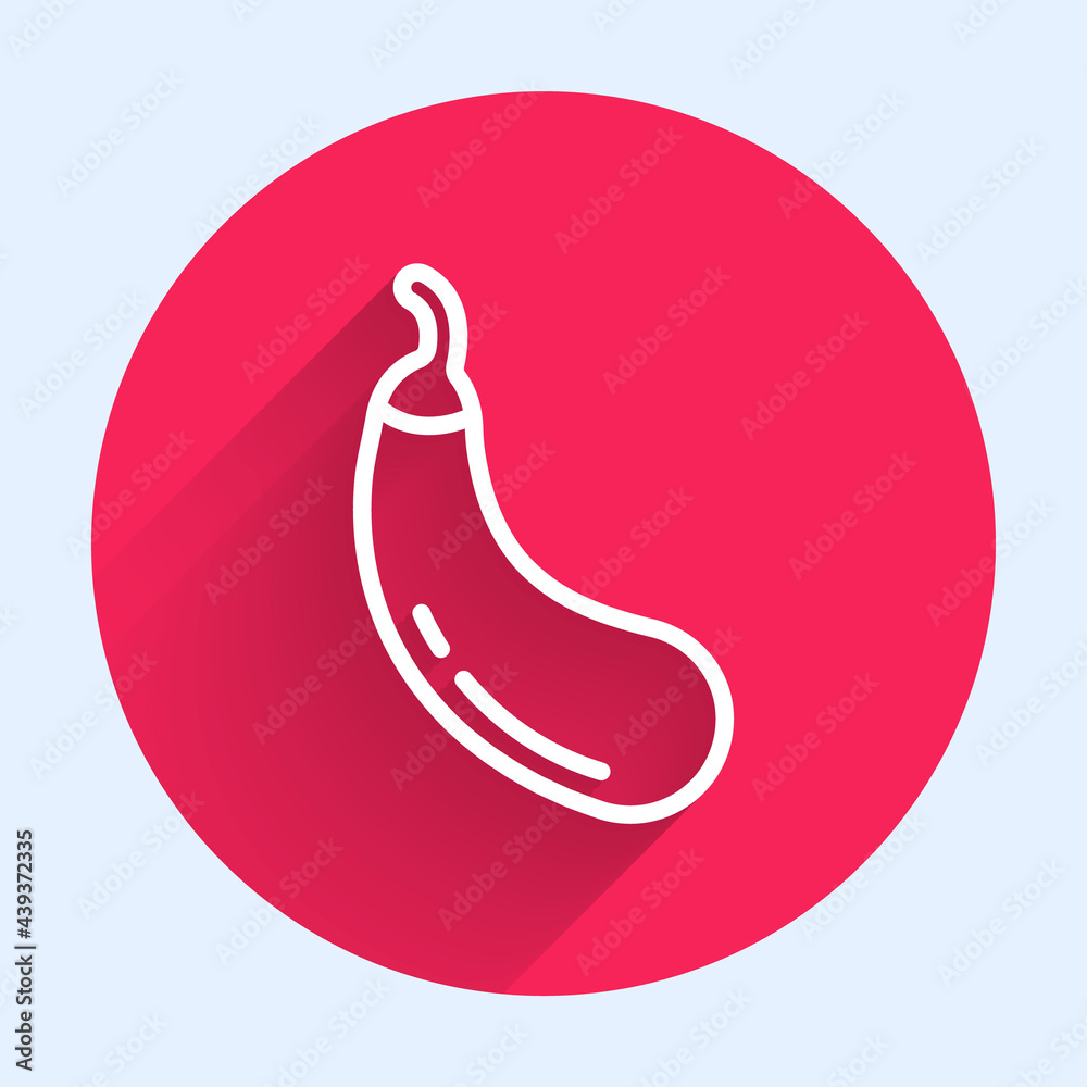 White line Eggplant icon isolated White line background. Red circle button. Vector