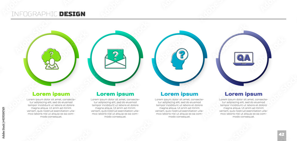 Set Head with question mark, Envelope, and Question and Answer. Business infographic template. Vecto