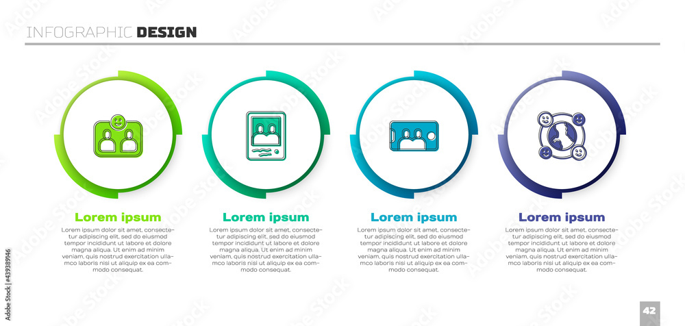 Set Friends forever, Family photo, Selfie on mobile and International community. Business infographi