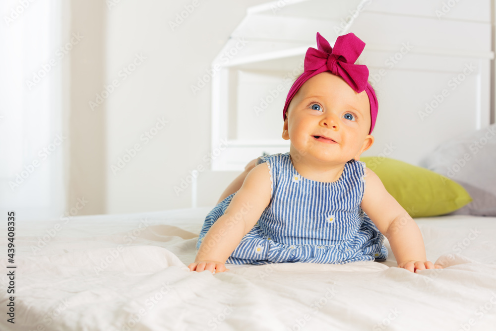 Portrait of little beautiful stylish baby girl