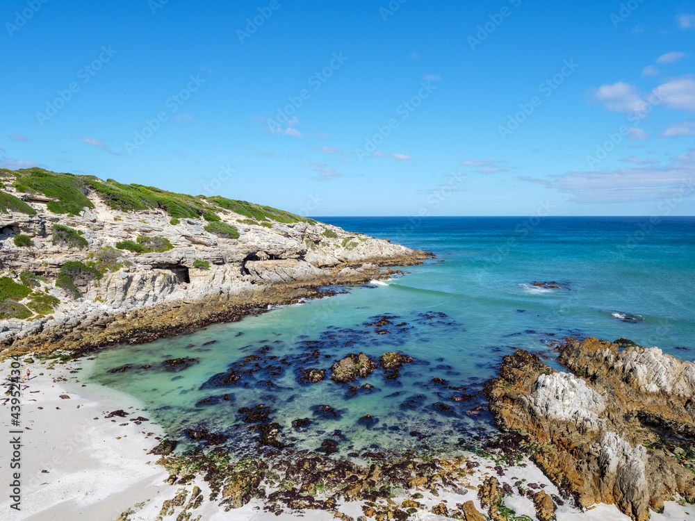 Exterior view of Klipgat Cave in the Walker Bay Nature Reserve, Die Kelders. Overberg, Western Cape.