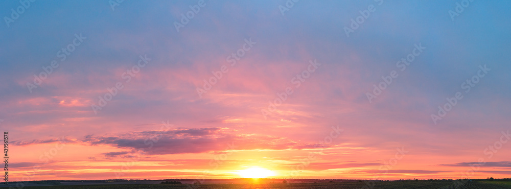 Colorful cloudy sky at sunset. Gradient color. Sky texture, abstract nature background