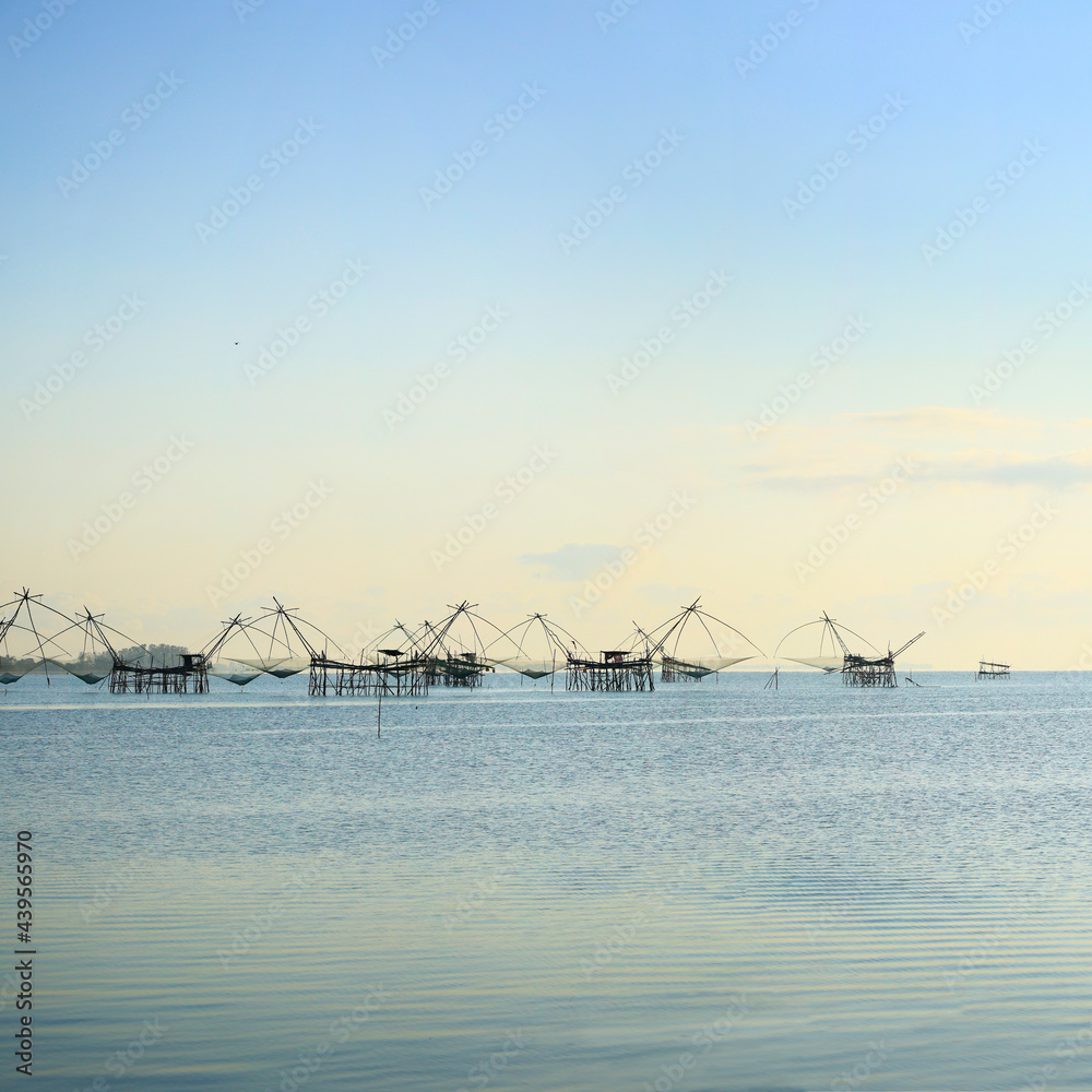 fish net farm at phattalung in thailand