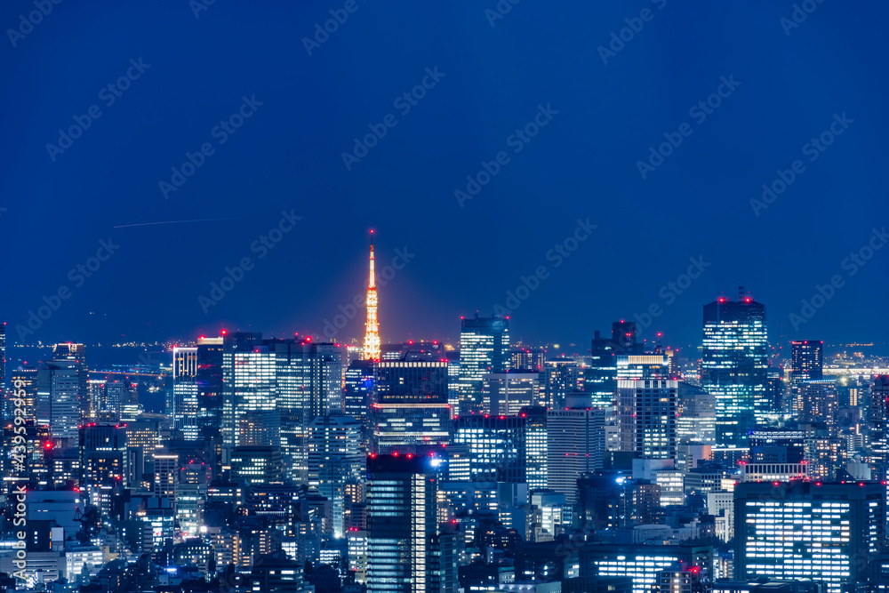 灯りが綺麗な夜の東京の景色