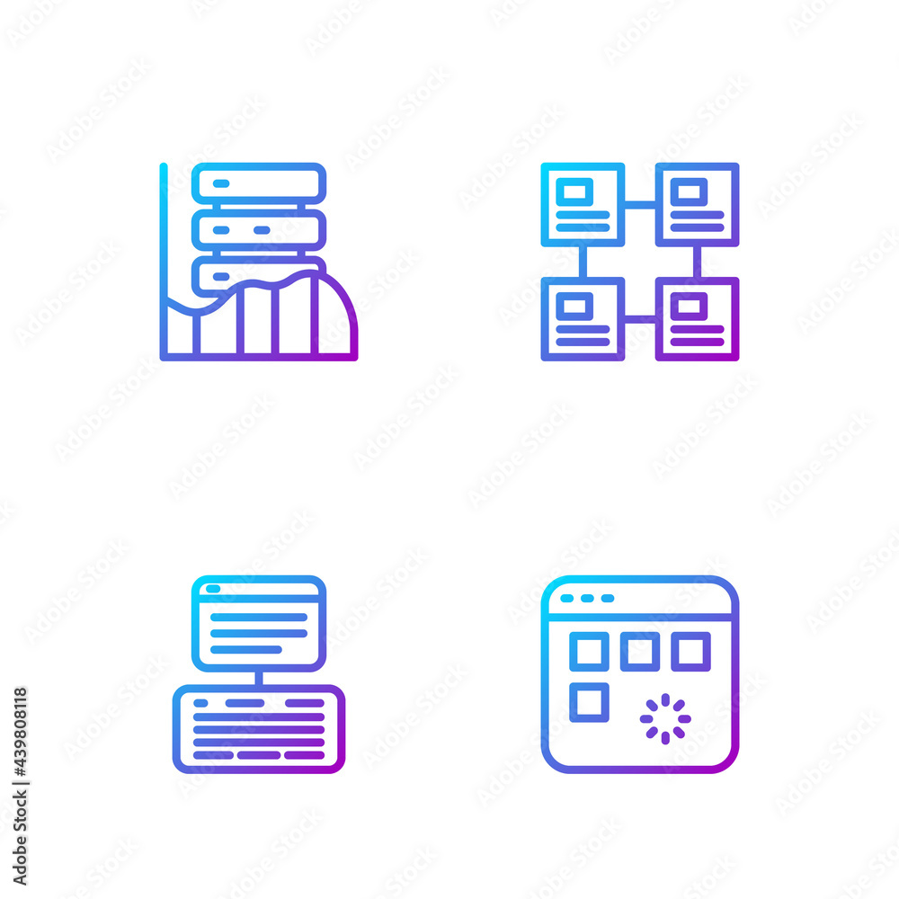 Set line Loading data window，Server，data，Web Hosting，and Hierarchy organogram chart.Gradient co（设置行加