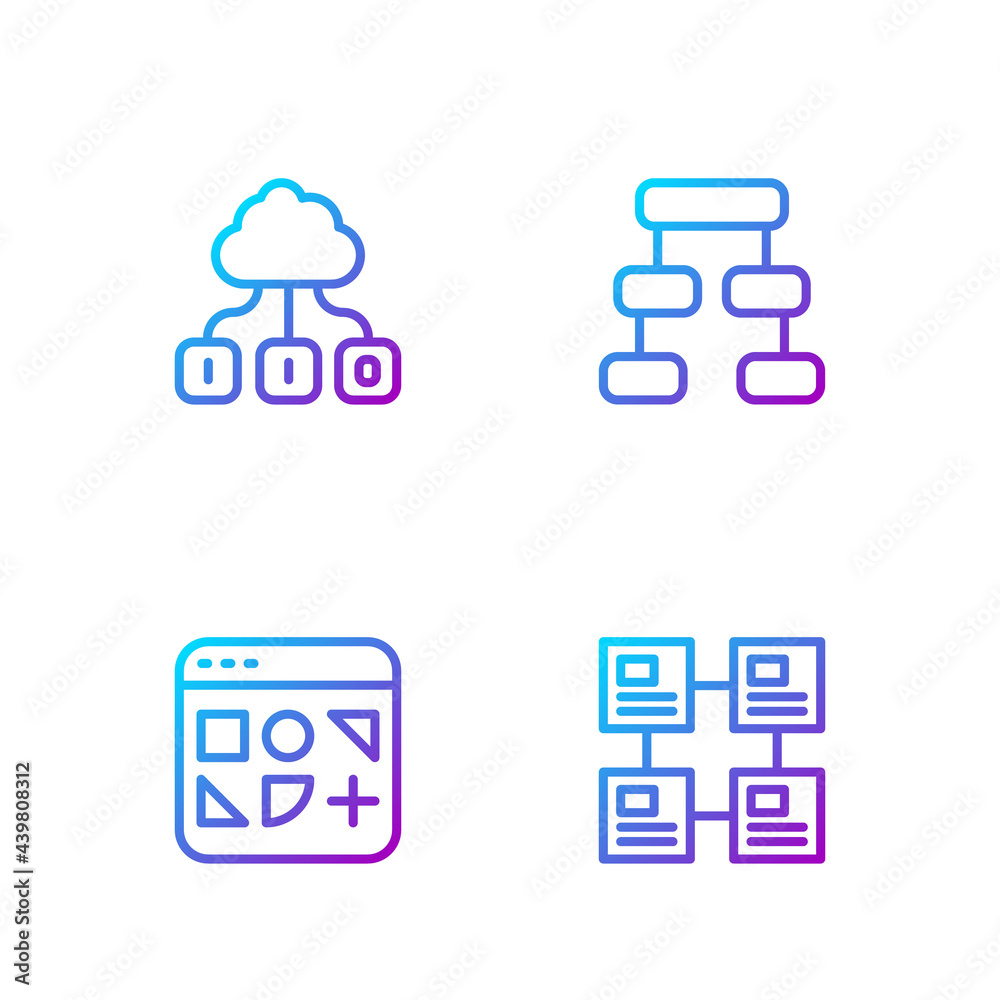 设置线层次结构图、不同文件、云技术数据传输和渐变