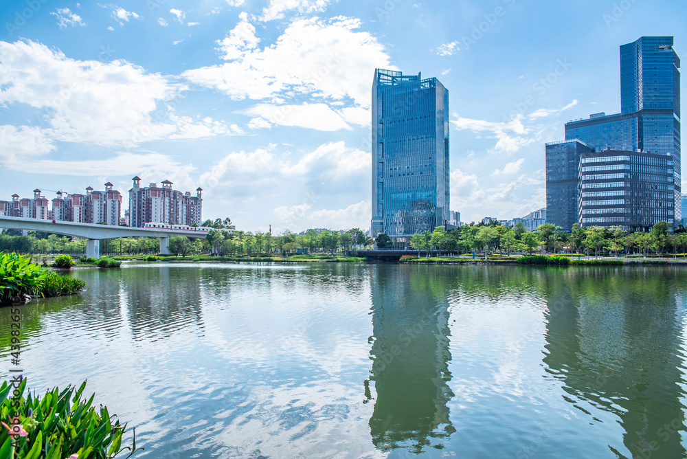 Jiaomen River Building Skyline, Nansha District, Guangzhou, China