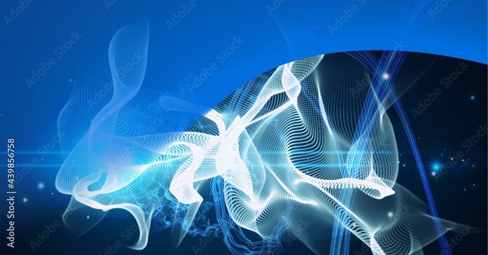 Digitally generated image of blue digital waves against blue technology background