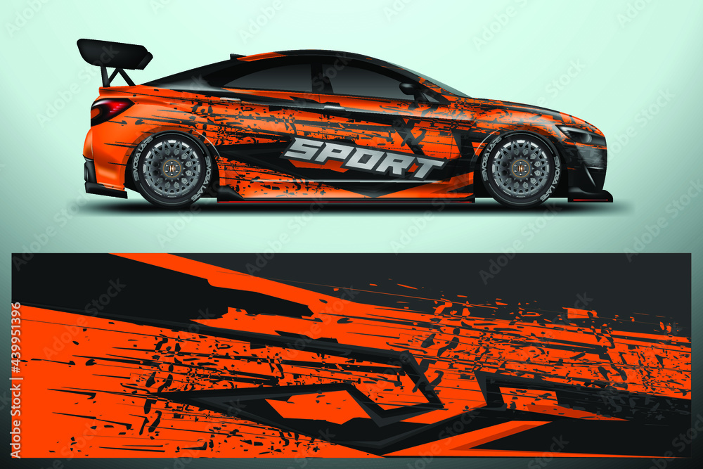 Car Wrap Design Vector , Livery Background Vehicle . Car template vector .