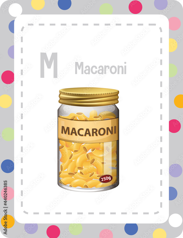 Macaroni字母M的字母抽认卡