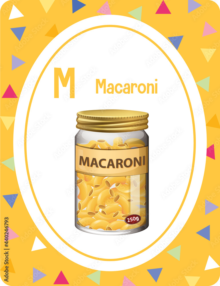 Macaroni字母M的字母抽认卡