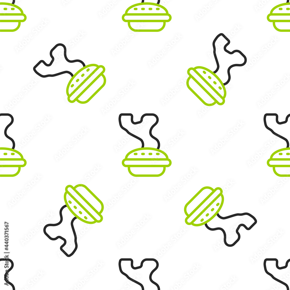 Line Homemade pie icon isolated seamless pattern on white background. Vector