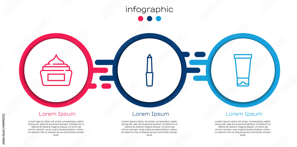 套装线膏或乳液化妆品管，指甲文件和。商业信息图模板。矢量