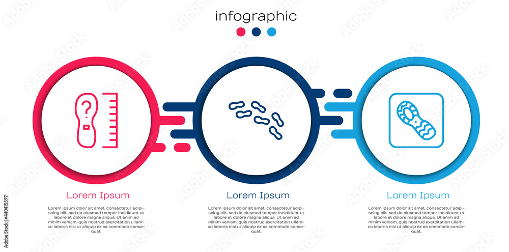 Set line Square measure foot size，Human footprints shoes and.Business infographic template.Vecto（设定线