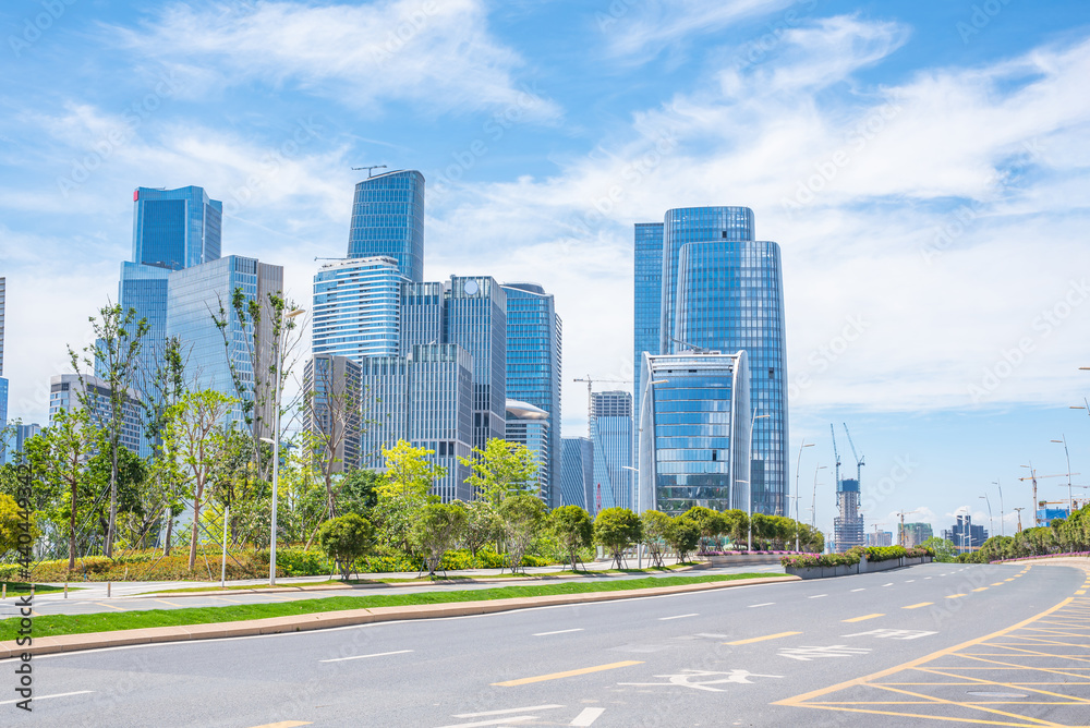 中国深圳前海CBD建筑和路面