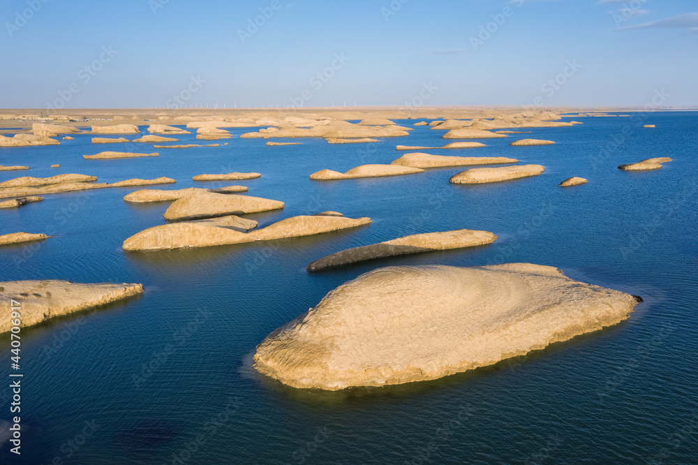 Yardang landform on water