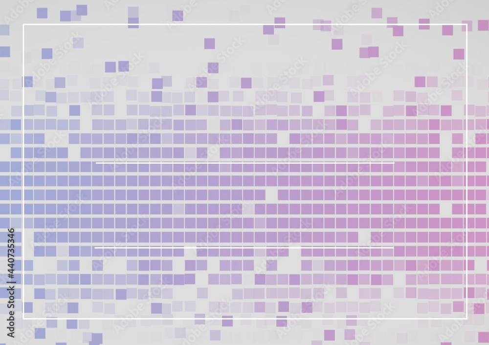 白色线条和灰色背景上紫色马赛克方块的复制空间