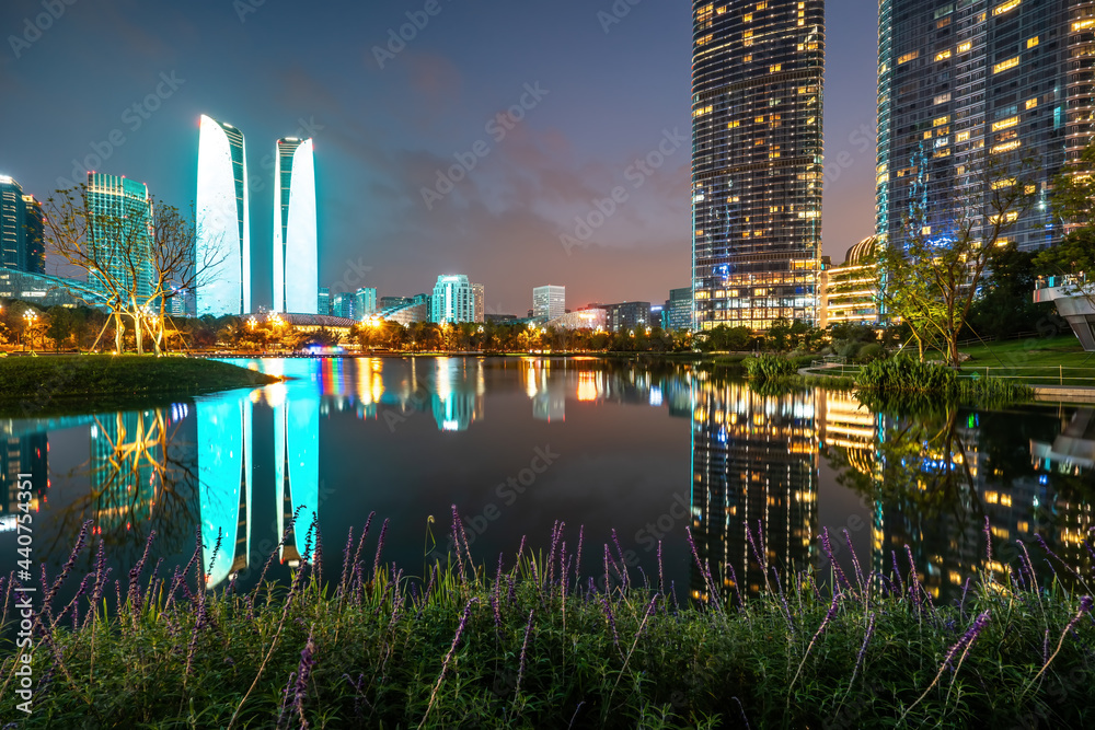 四川成都金融中心建筑景观夜景