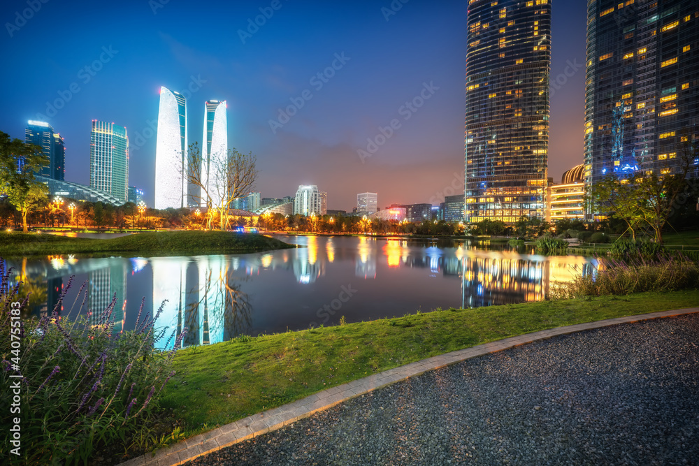 四川成都金融中心建筑景观夜景