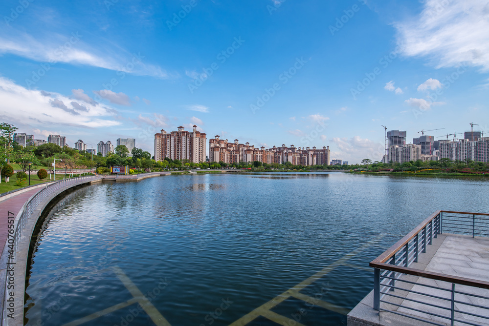 Residential properties on the shore of Phoenix Lake Park, Nansha, Guangzhou