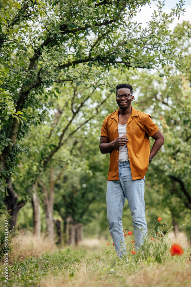 Black adult man, taking time off work.