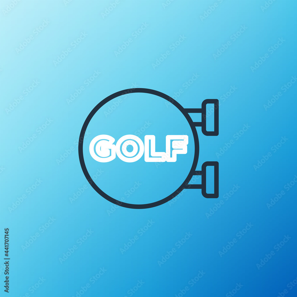 Line Golf运动俱乐部图标隔离在蓝色背景上。彩色轮廓概念。矢量