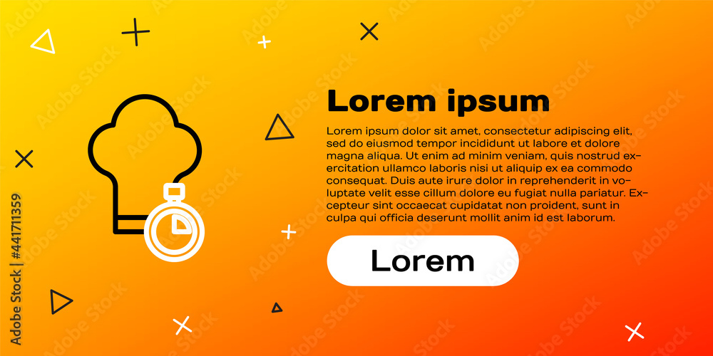 Line Chef帽子图标隔离在黄色背景上。烹饪符号。厨师帽。彩色轮廓概念