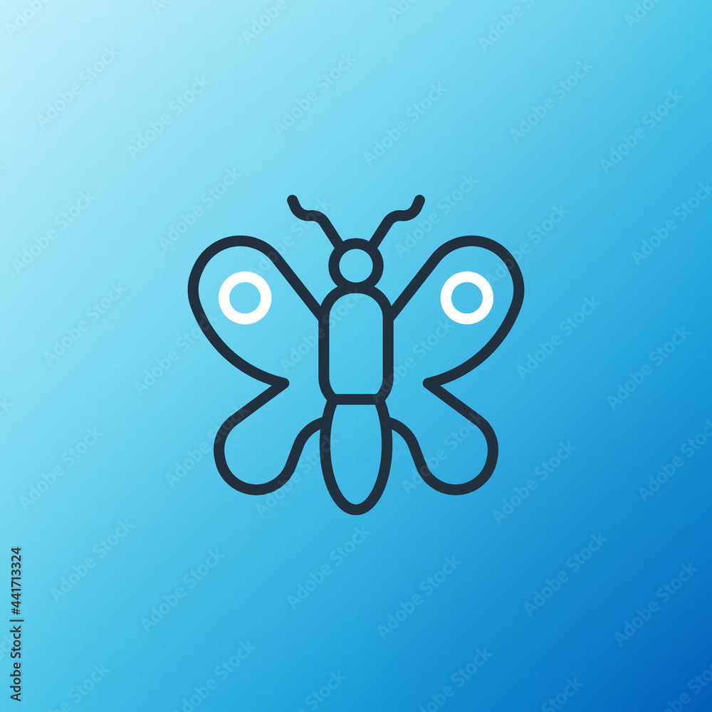 Line Butterfly icon isolated on blue background. Colorful outline concept. Vector