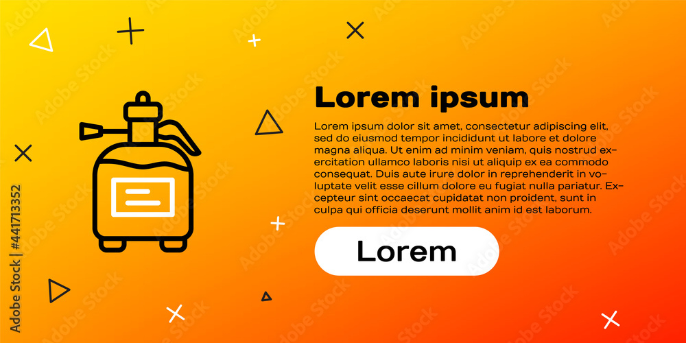 Line Garden喷雾器，用于水、肥料、化学品，图标隔离在黄色背景上。彩色ou