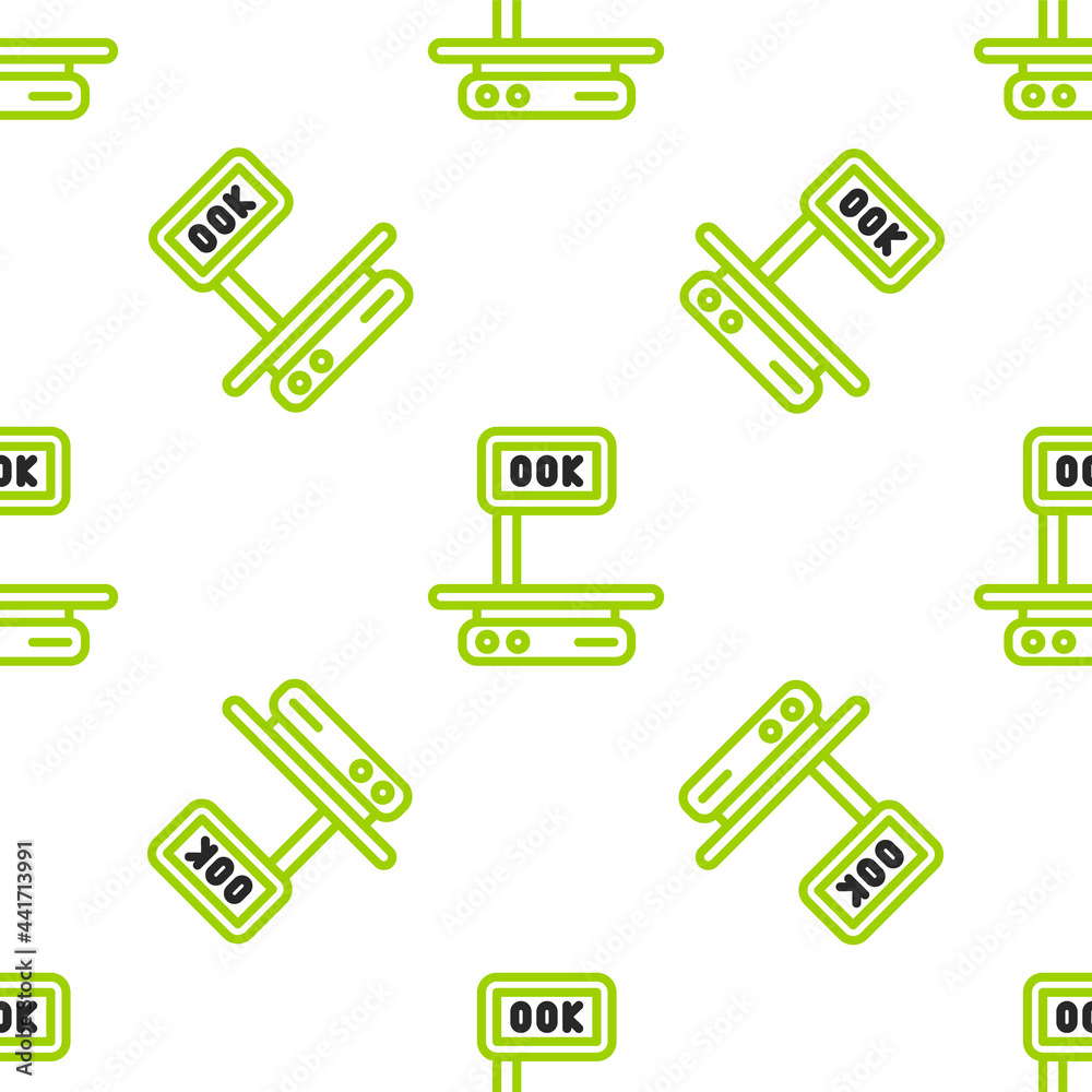 Line Electronic scales icon isolated seamless pattern on white background. Weight for food. Weighing