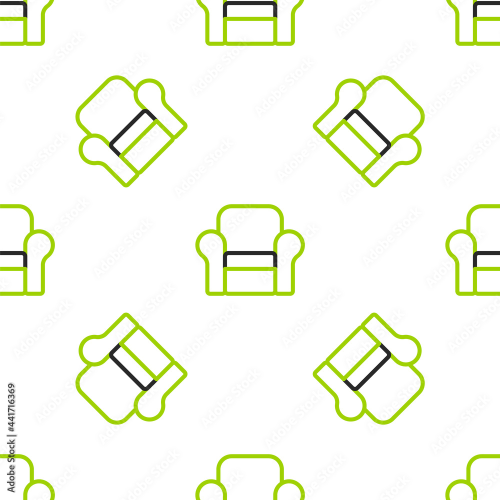 Line Armchair icon isolated seamless pattern on white background. Vector