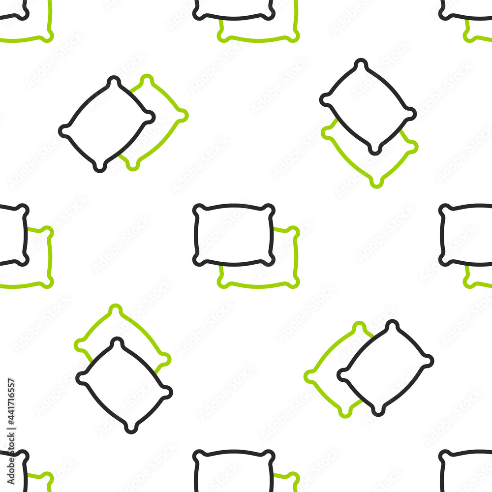 Line Rectangular pillow icon isolated seamless pattern on white background. Cushion sign. Vector