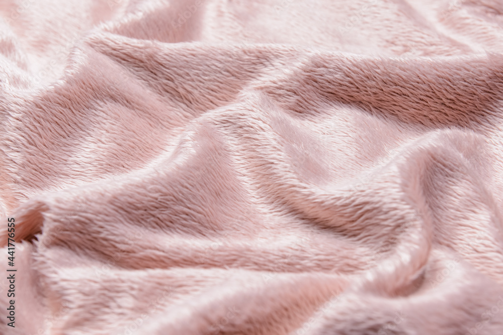 Texture of pink fluffy fabric, closeup