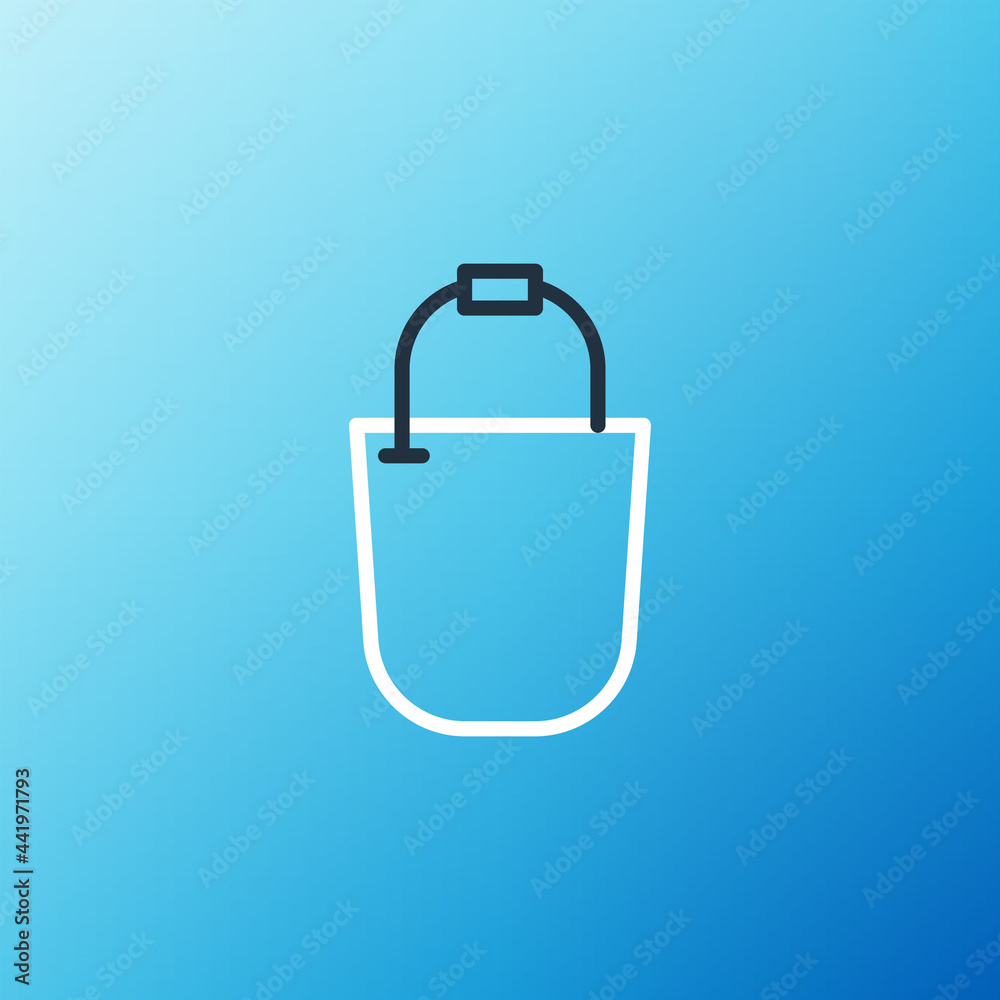 Line Bucket icon isolated on blue background. Colorful outline concept. Vector